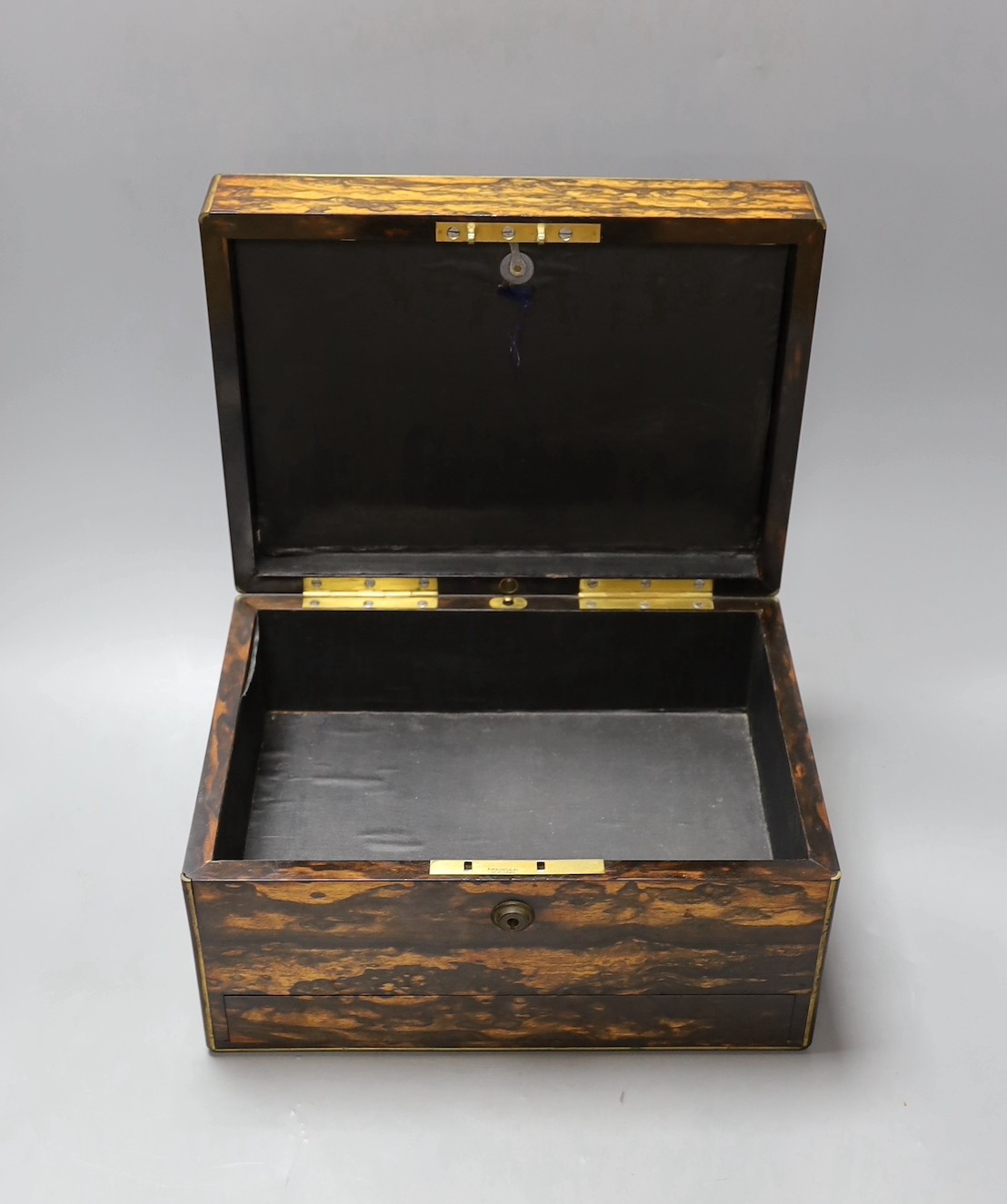 A 19th century coromandel box, 31cm, no key